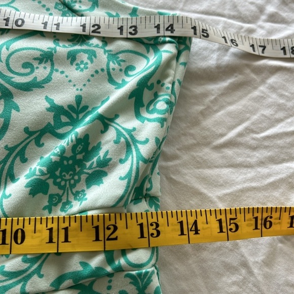 Tehama Teal Built in Bra Floral Stretch Dress Poly Sz S - Picture 7 of 11